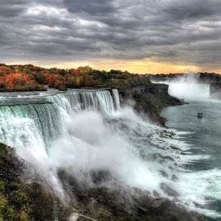 Niagara Falls at sunset, seen from the Canadian side